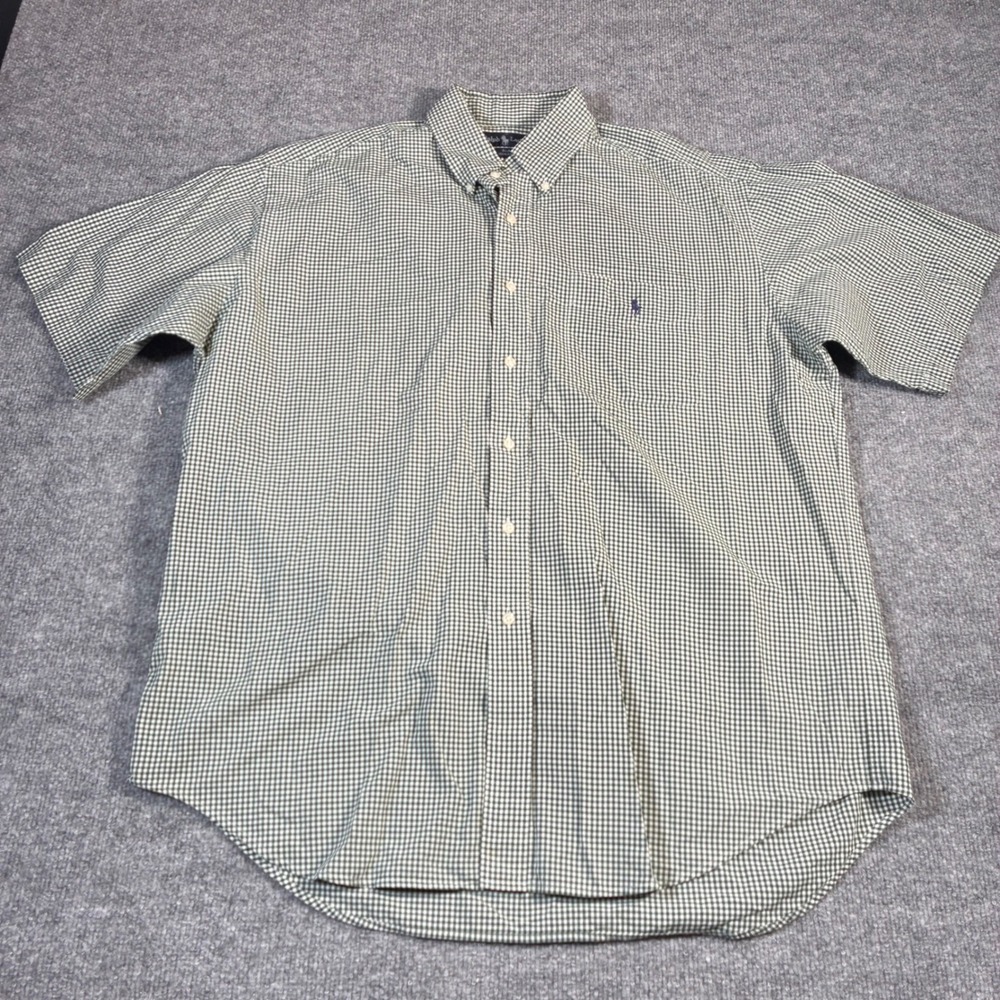 Ralph Lauren Blaire Button Down Shirt‎ Mens Large Green Gingham Cotton